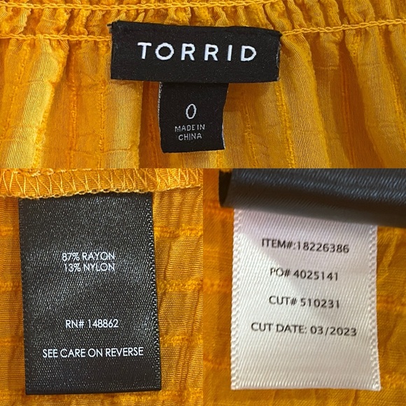 Torrid Stripe Gauze Lace-Up Peasant Mineral Yellow Blouse Ladies 0 - Picture 11 of 16